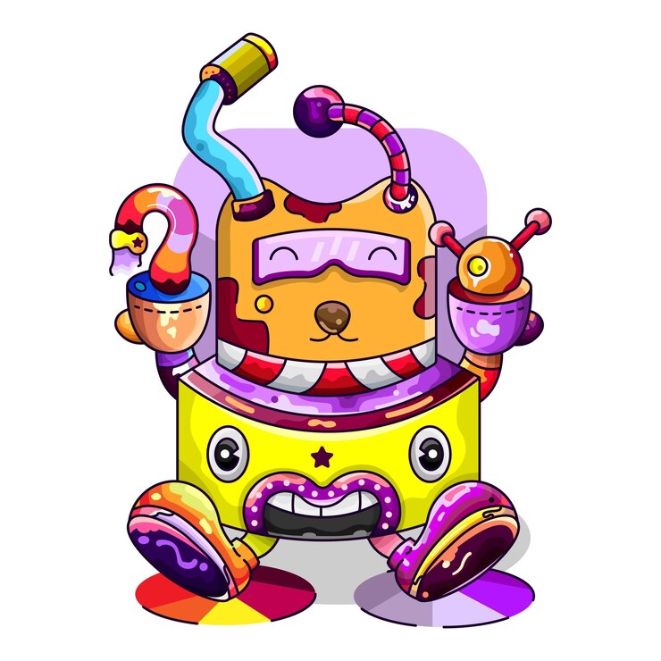 Vector robot payaso kawaii