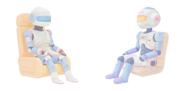 El robot relaja el vector de la acuarela Ilustración 6
