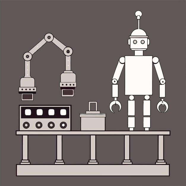 un robot con un robot en él y el robot a la izquierda