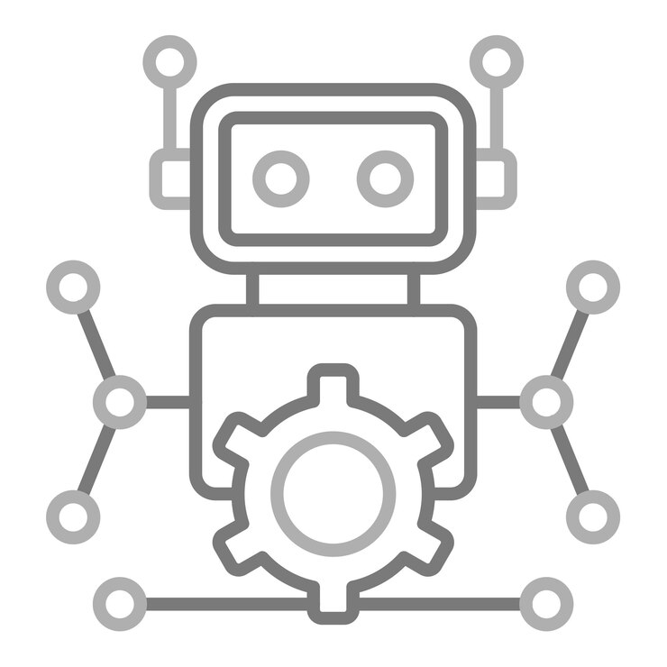Vector un robot con un robot en la parte superior de él