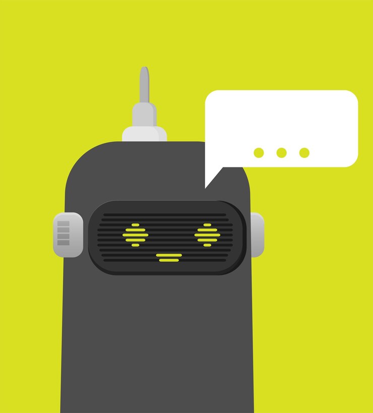 Vector robot servicio de atención al cliente chat bot ilustración de vector plano