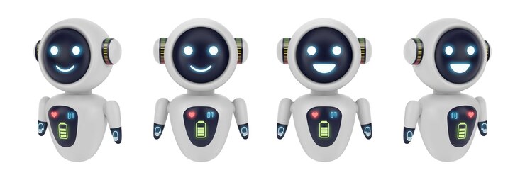 Vector robot sonriente con emoción feliz un ayudante