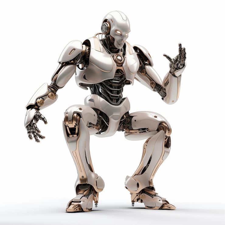 Vector el robot ultra realista blanco del futuro el poderoso robot de la tecnología del futuro