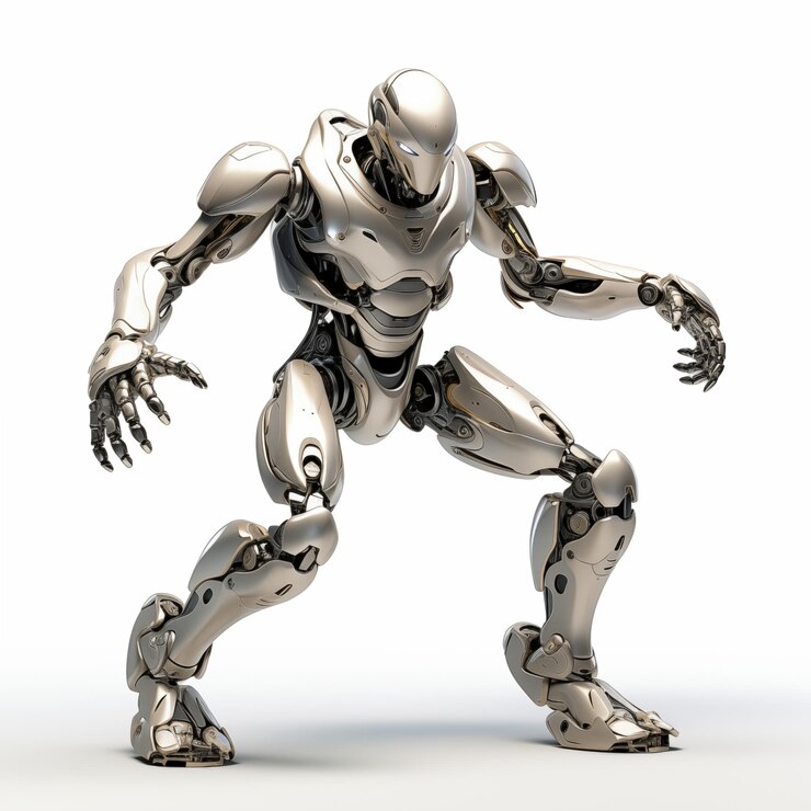 Vector el robot ultra realista blanco del futuro el poderoso robot de la tecnología del futuro