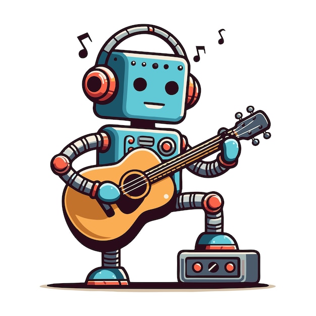 robot vectorial tocando la guitarra