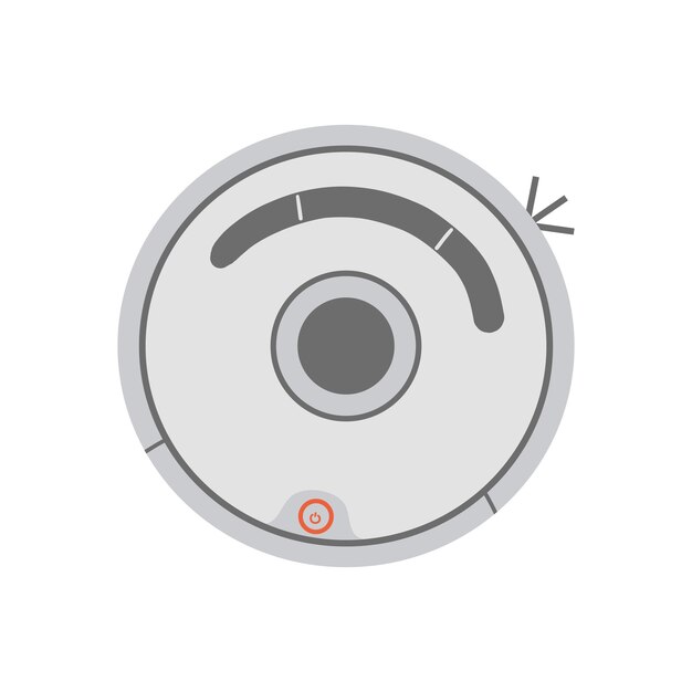 Robótica aspiradora inteligente inalámbrica robótica electrodoméstica aislada en fondo blanco máquina automática con control remoto e inteligencia artificial Ilustración vectorial