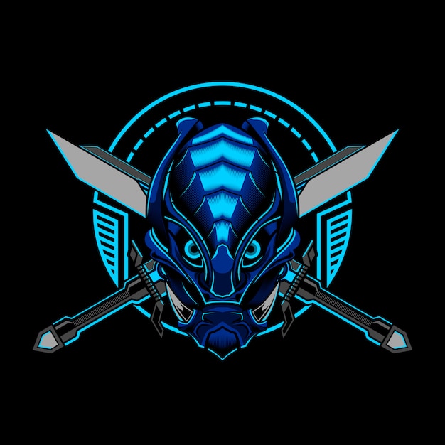 Robótica ilustración vectorial malvado Ronin Samurai