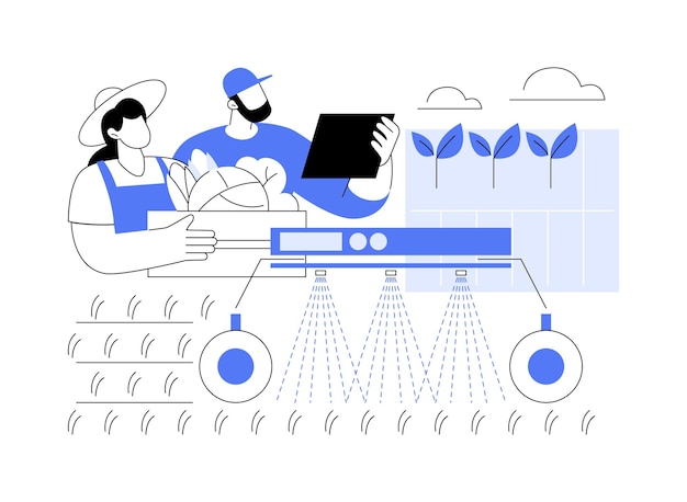 Robots de control de malezas ilustrados por vectores de dibujos animados aislados