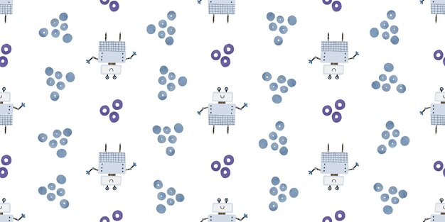 Robots de dibujos animados coloridos fondo aislado de patrones sin fisuras Patrón sin fin con fondo de robots
