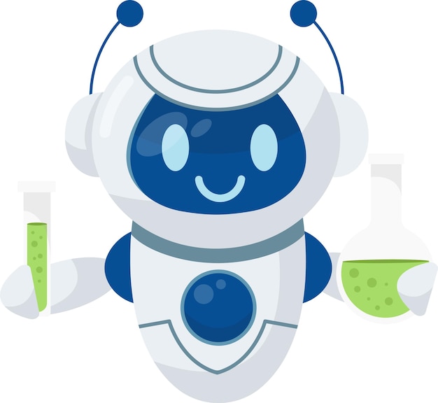 Robots con frascos de laboratorio