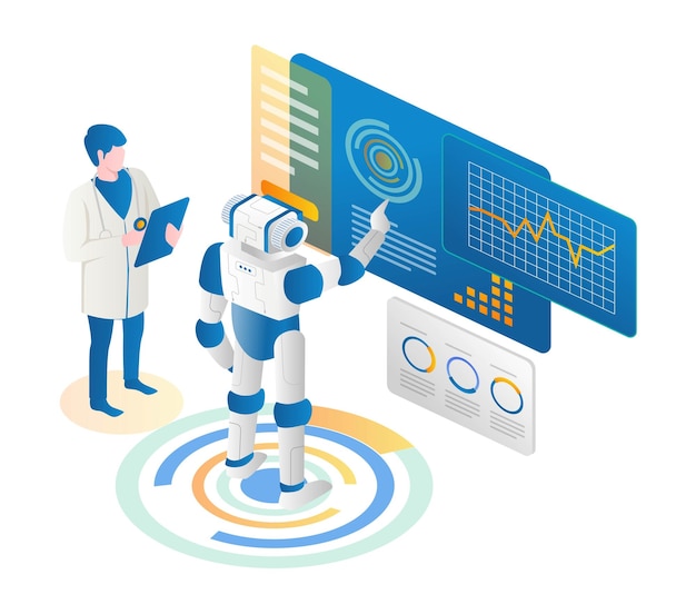 Los robots y los médicos analizan los datos de las enfermedades de los pacientes