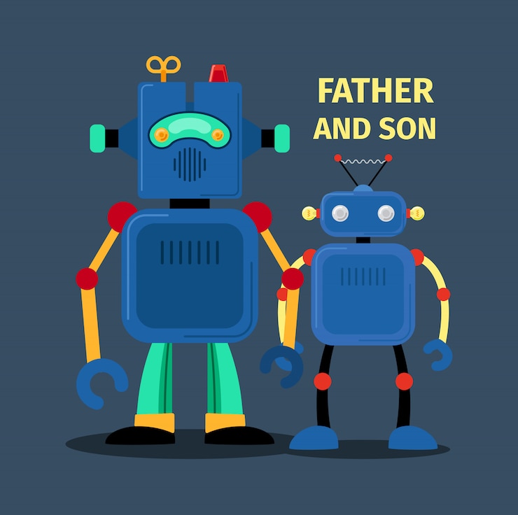 Vector robots padre e hijo