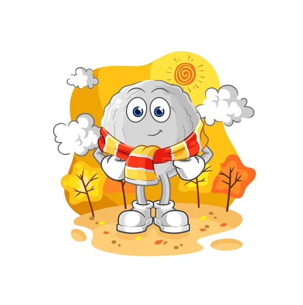 Roca en el vector de mascota de dibujos animados de otoño