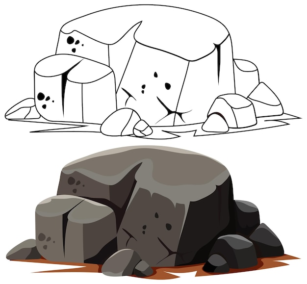 Vector las rocas de dibujos animados con caras expresivas