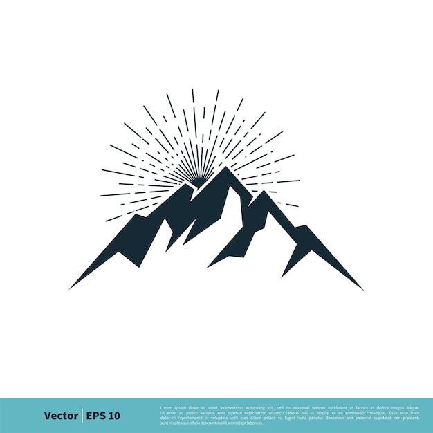 Rock Mountain Icon Vector Logo Plantilla Ilustración Diseño Vector EPS 10