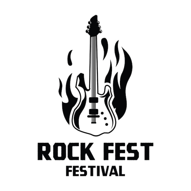 Rock n' Roll logo silueta Rock festival logo vector ilustración