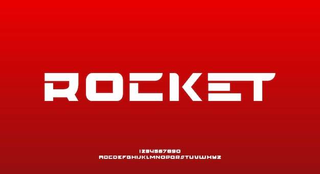 Rocket, una fuente abstracta alfabeto negrita futurista con tema de tecnología. diseño moderno de tipografía minimalista