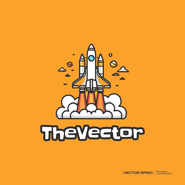 Rocket line art vector logotipo de personajes de dibujos animados eps10