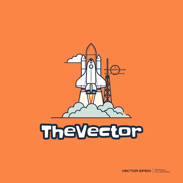 Rocket line art vector logotipo de personajes de dibujos animados eps10