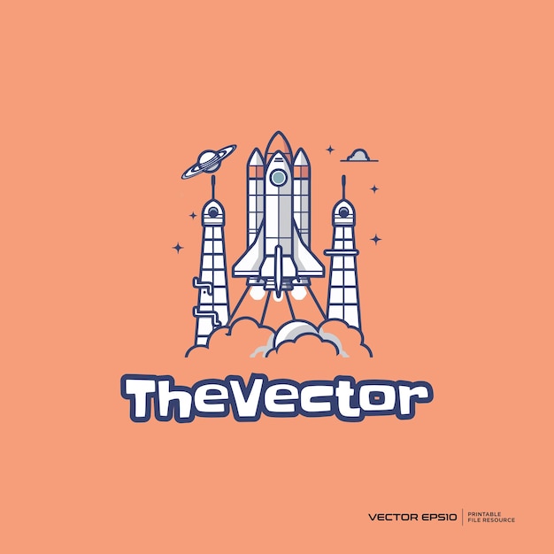 Rocket line art vector logotipo de personajes de dibujos animados eps10