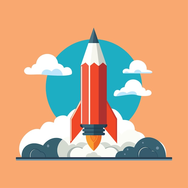 Rocket Pencil imagen a todo color para el estilo de diseño