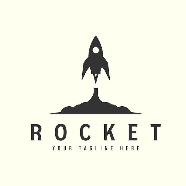 Rocket vintage logo vector plantilla ilustración diseño espacio logo concepto