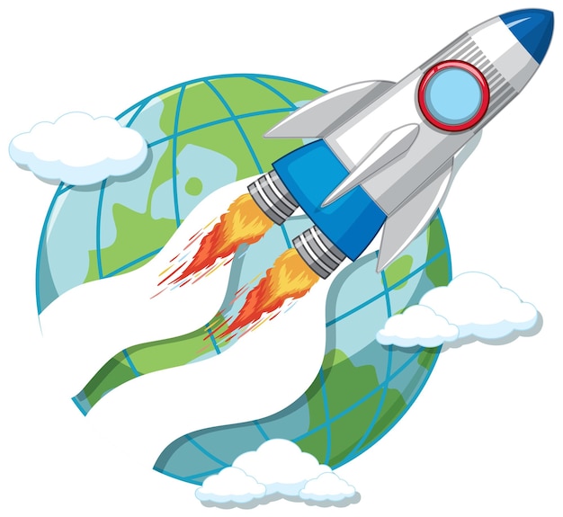Rocketship en el estilo de dibujos animados de espacio