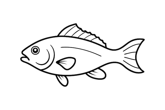 Rockfish Todo el cuerpo Vector Line Art Ilustración Icono Logotipo