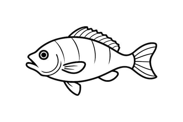 Rockfish Todo el cuerpo Vector Line Art Ilustración Icono Logotipo