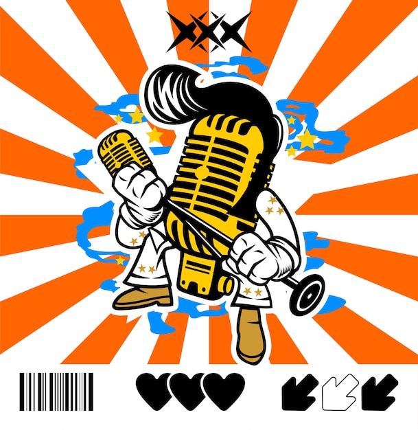Rockin Mic Vector de diseño de personajes