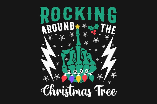Rocking Around The Christmas Tree Skull Camiseta con dedo medio