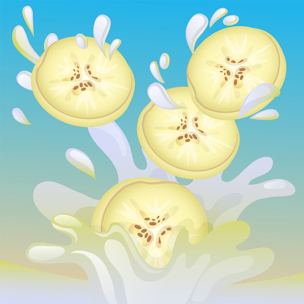 rodaja de banana con splash
