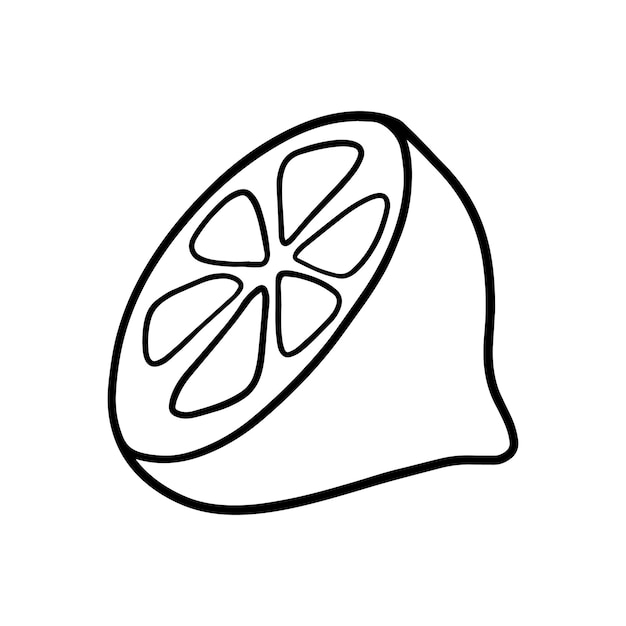 Rodaja de limón fruta fruta agria vitamina C comida doodle dibujos animados lineales para colorear