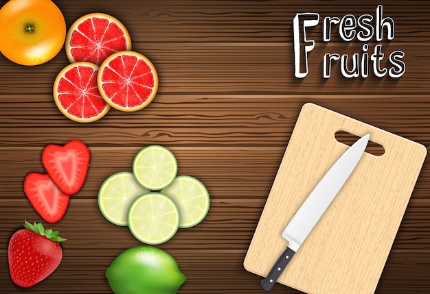 Rodajas de frutas frescas sobre la mesa