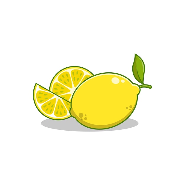 Rodajas de limón. cítricos frescos, ilustración de dibujos animados de medio limón en rodajas