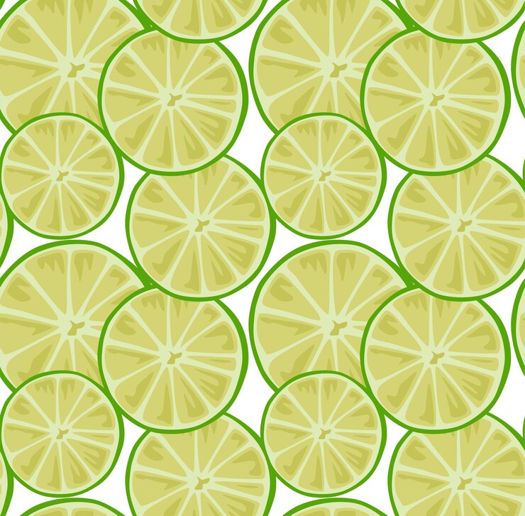 Vector rodajas de limón redondas patrón sin costuras en el vector patrón popular con frutas adecuado para imprimir