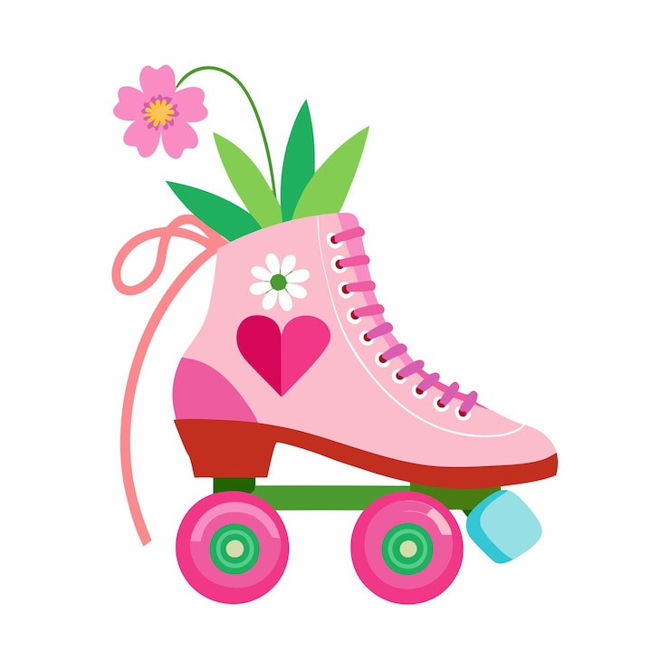 Vector rodillos cuadra con una flor dentro de la bota rosa de color agua 1
