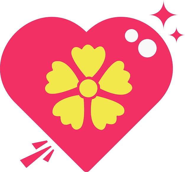 Rojo Amor Corazón Forma Gráfico Icono Flor Vector Elemento Símbolo Pegatina Arte Ilustración Diseño