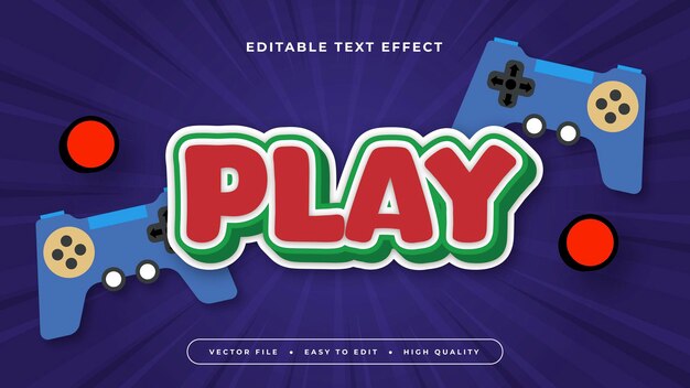 Rojo y azul Juego 3D Efecto de texto editable Estilo de fuente