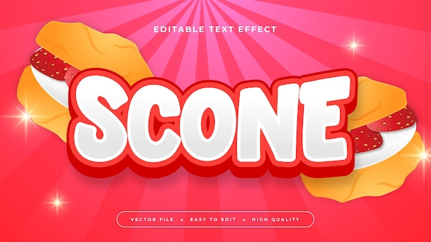 Rojo blanco y marrón scone estilo de fuente de efecto de texto editable 3d