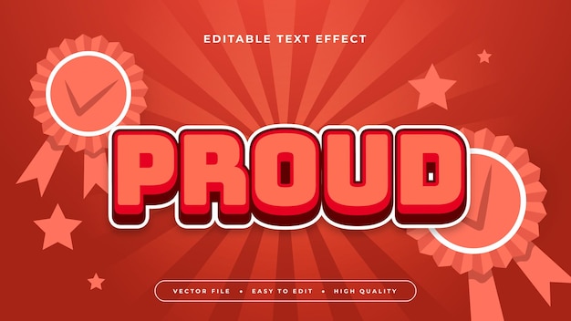 Rojo y blanco orgulloso estilo de fuente de efecto de texto editable en 3D