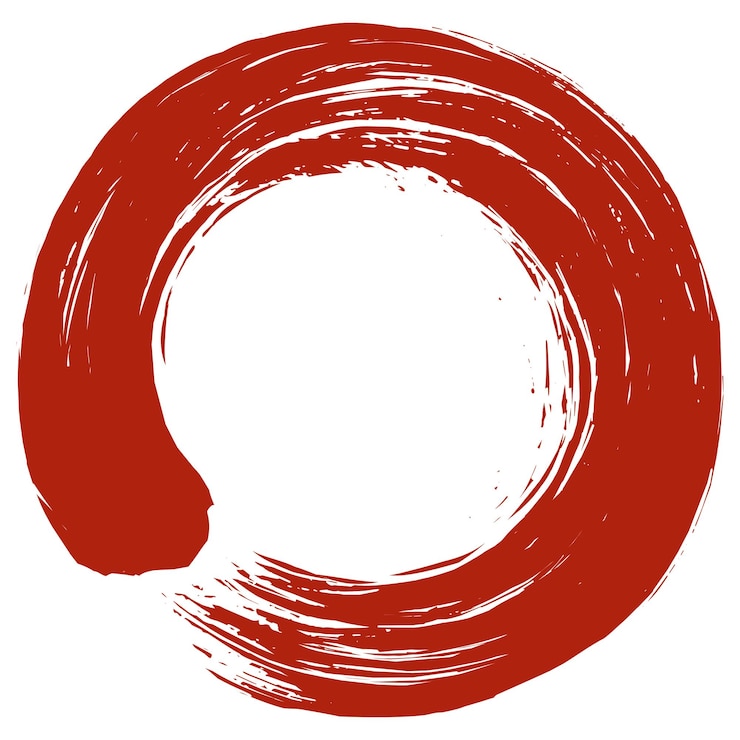 Vector rojo enso zen círculo japonés pincelada sumi-e vector ilustración tinta logotipo diseño vector