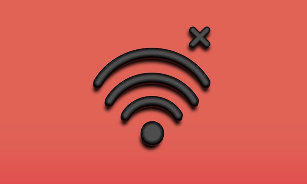 Rojo falta de símbolo de wifi y problemas de wifi firman el fondo del icono