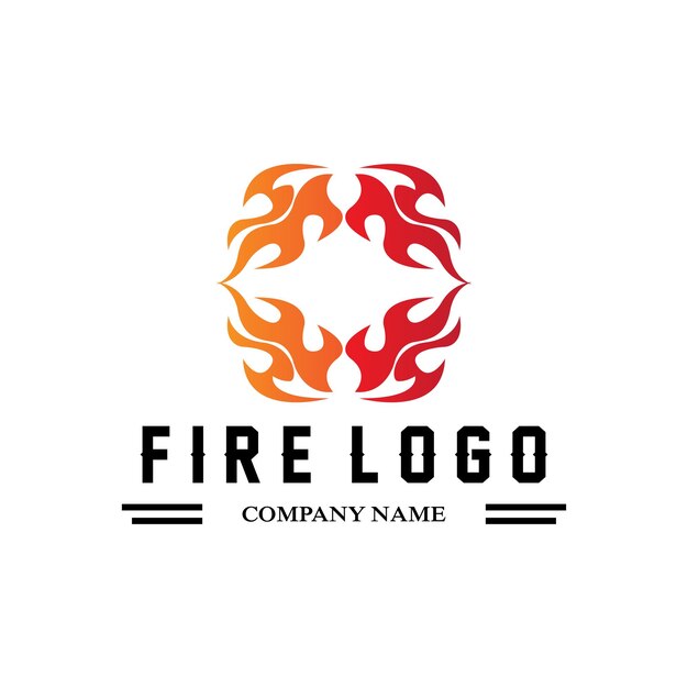 Rojo fuego ardiente icono vector logo clásico diseño retro