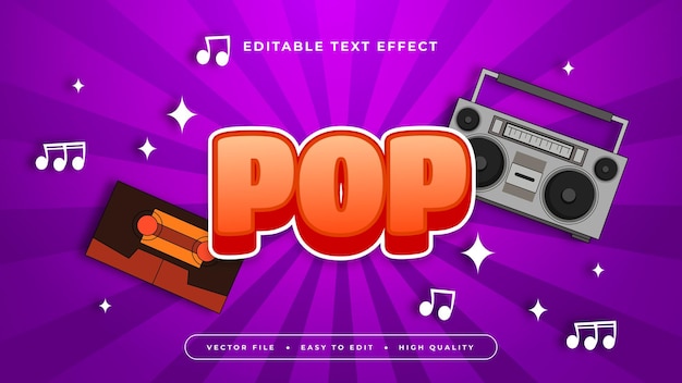 Rojo gris gris y púrpura violeta pop estilo de fuente de efecto de texto editable en 3D