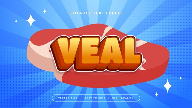 Rojo naranja y azul ternero estilo de fuente de efecto de texto editable en 3D