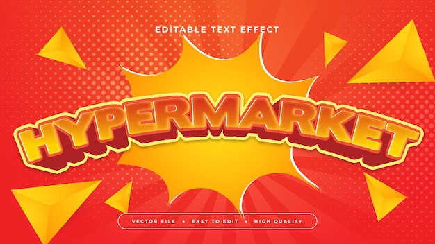 Rojo y naranja hipermercado 3D estilo de fuente de efecto de texto editable
