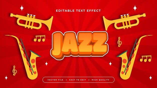 Rojo y naranja jazz estilo de fuente de efecto de texto editable en 3D