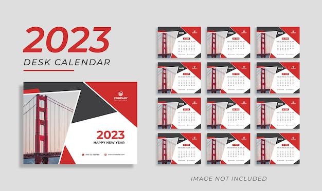 Rojo nuevo calendario de escritorio 2023