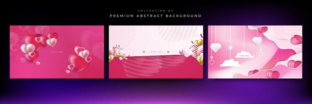 Rojo rosa y blanco San Valentín navidad año nuevo 3d diseño de fondo con globo en forma de corazón de amor Ilustración vectorial saludo banner tarjeta papel tapiz folleto cartel folleto invitación de boda